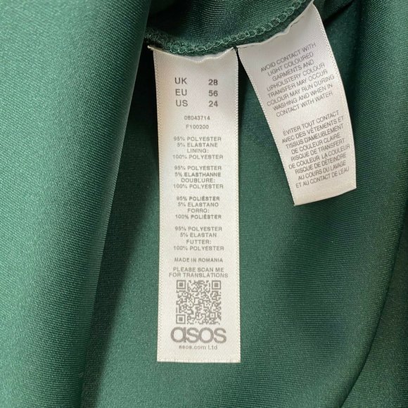 NWT ASOS DESIGN Curve Green Fallen Shoulder Midi Pencil Dress US Size 24 Plus - Picture 8 of 8